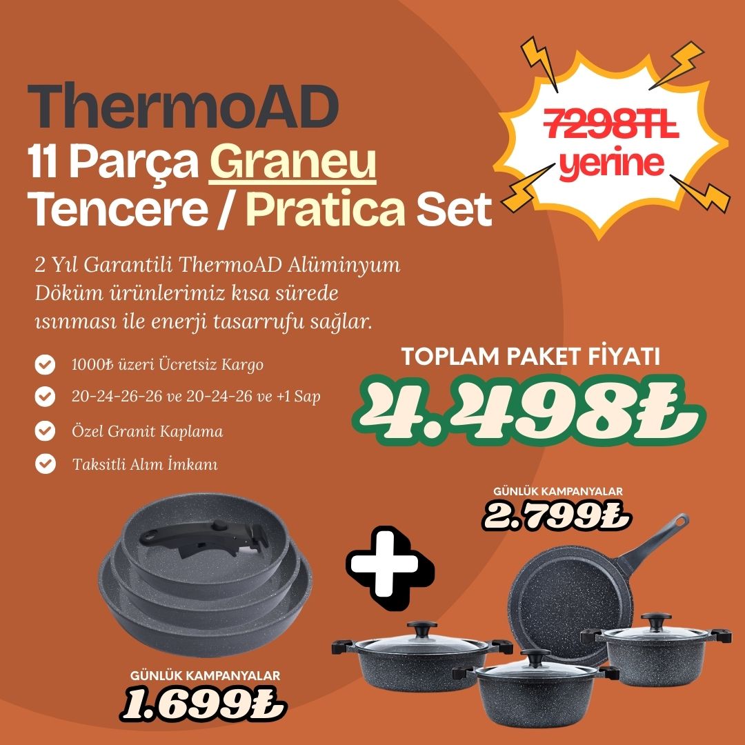 En Uygun Fiyat | ThermoAD | Tencere Seti 11 Parça | Çeyiz Seti